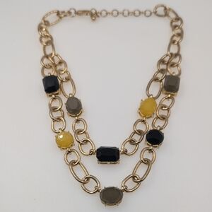Chic Gold and Black Multi-Stone Necklace